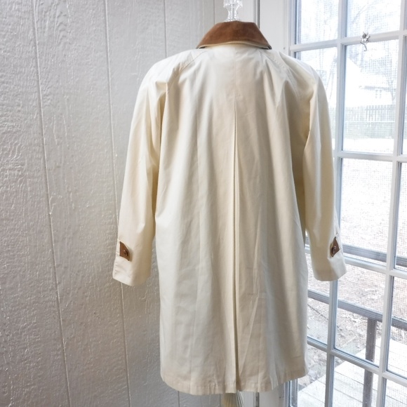 Braefair Brown Leather Trim&Detachable Lining&Collar Ivory Duffle Coat - Picture 6 of 11